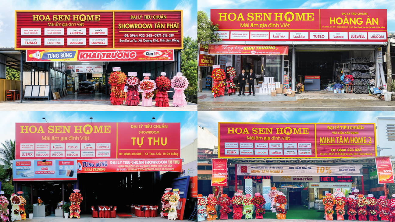 Mạng lưới Đại lý Tiêu chuẩn Hoa Sen Home từng bước mở rộng, kết nối các đối tác tại nhiều tỉnh, thành trên cả nước